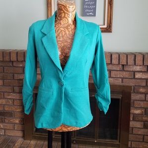 Vanity blazer medium 3/4 sleeves green blue